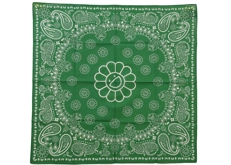 Takashi Murakami Flower Paisley Bandana Green