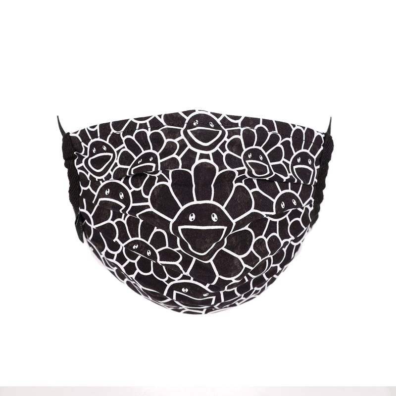 Takashi Murakami Flower Pattern Face Mask Black/White