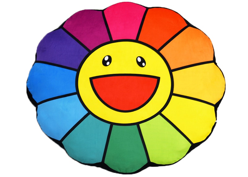 Takashi Murakami Kintaro Ame Style Flower Cushion 1M Rainbow/Black