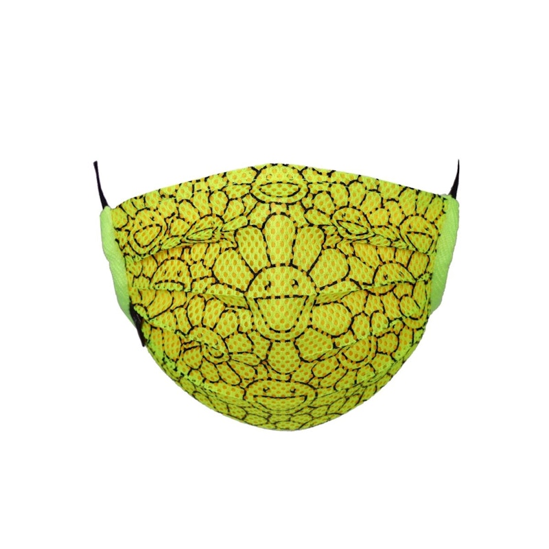 Takashi Murakami Mesh Flower Pattern Face Mask Lemon Yellow/Black