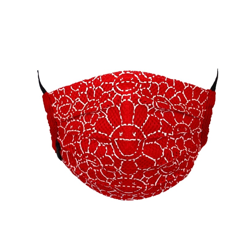 Takashi Murakami Mesh Flower Pattern Face Mask Red/White