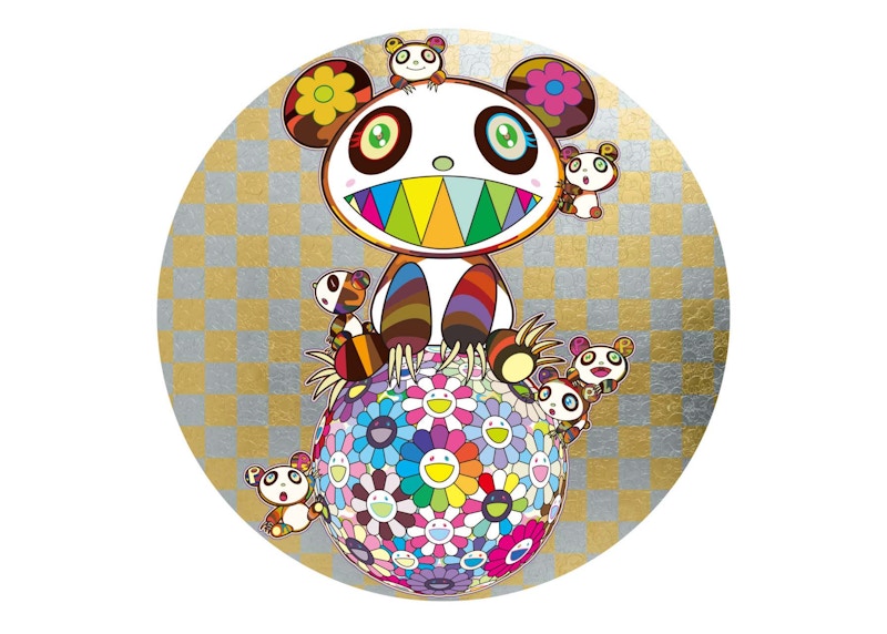 Takashi Murakami Panda and Panda Cubs and Flower Ball Print Gold (Signed, Edition of 300)