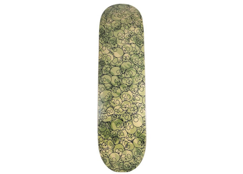 Takashi Murakami Skulls Skateboard Deck Camo Light Green