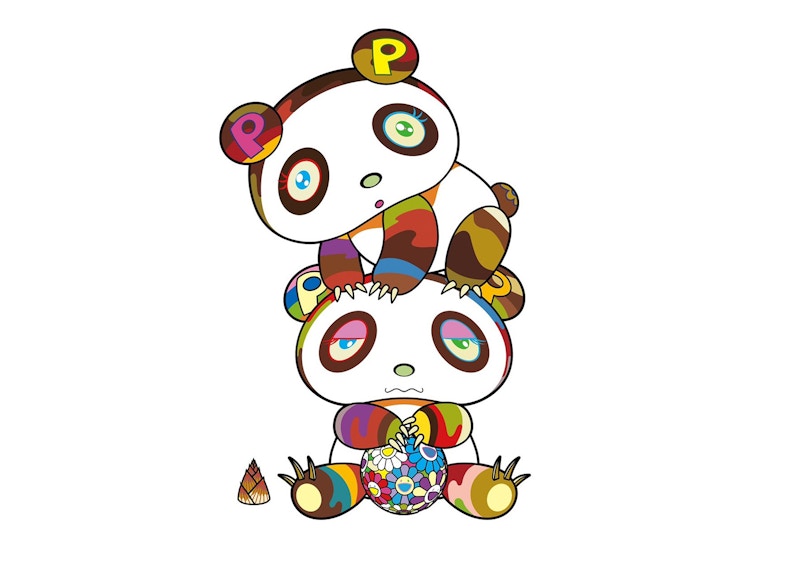 Takashi Murakami Two Panda Cubs In a Totem Pole Print (Signed, Edition of 100)