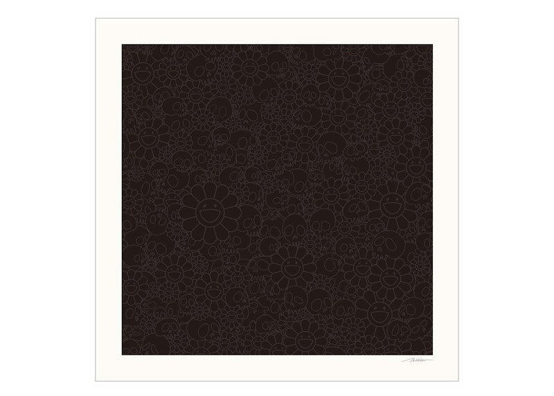 Takashi Murakami for BLM Black Flowers & Skulls Square Print (Signed, Edition of 300)