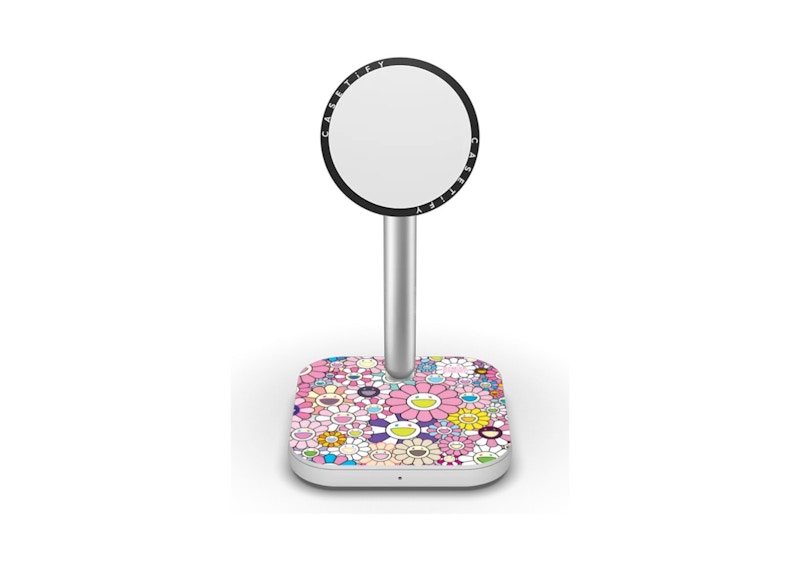Takashi Murakami x CASETiFY: Flowers Bloom (Pink) Powerthru 2-In-1 Charging Stand White