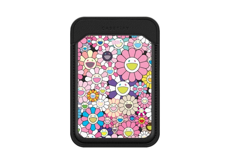 Takashi Murakami x CASETiFY: Flowers Bloom (Pink) Snappy Wallet Black