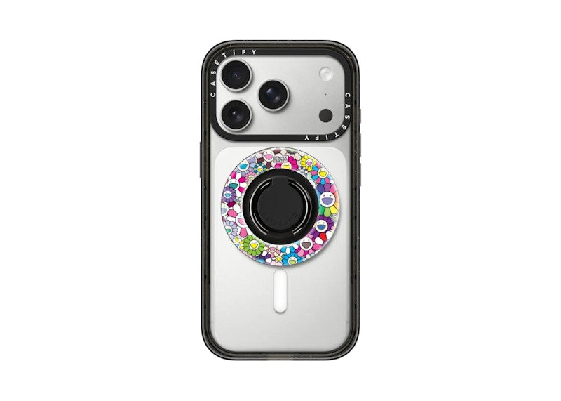 Takashi Murakami x CASETiFY: Flowers Bloom (Rainbow) Snappy Ring Holder Silver