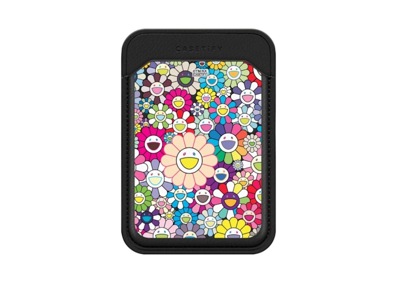 Takashi Murakami x CASETiFY: Flowers Bloom (Rainbow) Snappy Wallet Black