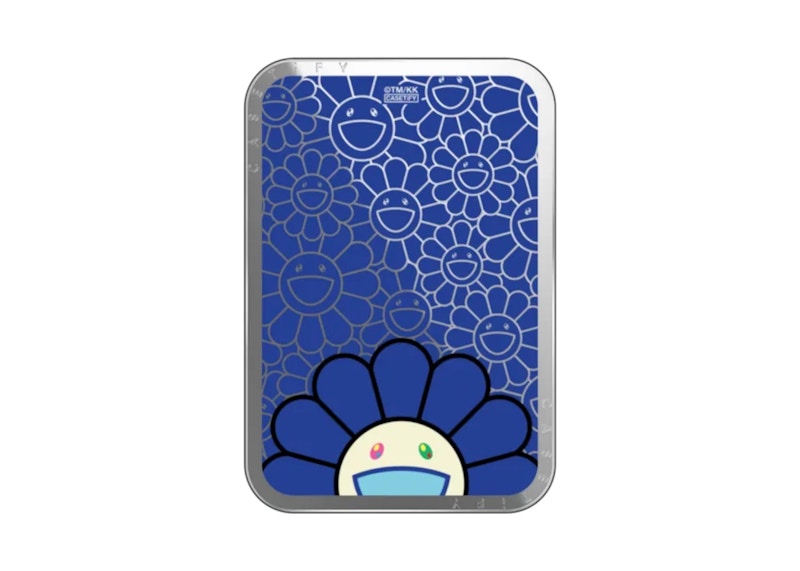 Takashi Murakami x CASETiFY: Flowers Bloom Smile (Blue) Snappy Cardholder Stand Silver