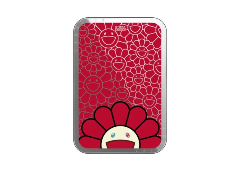 Takashi Murakami x CASETiFY: Flowers Bloom Smile (Red) Snappy Cardholder Stand Silver