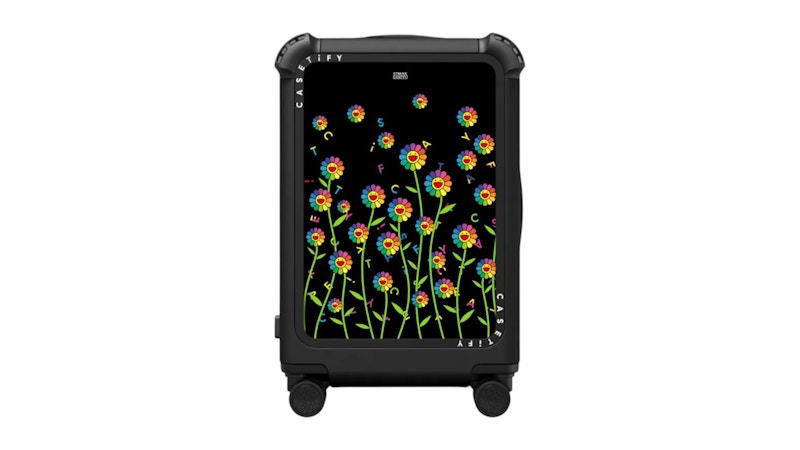 Takashi Murakami x CASETiFY Flowers Field (Rainbow) 21" Carry-On Suitcase Matte Black