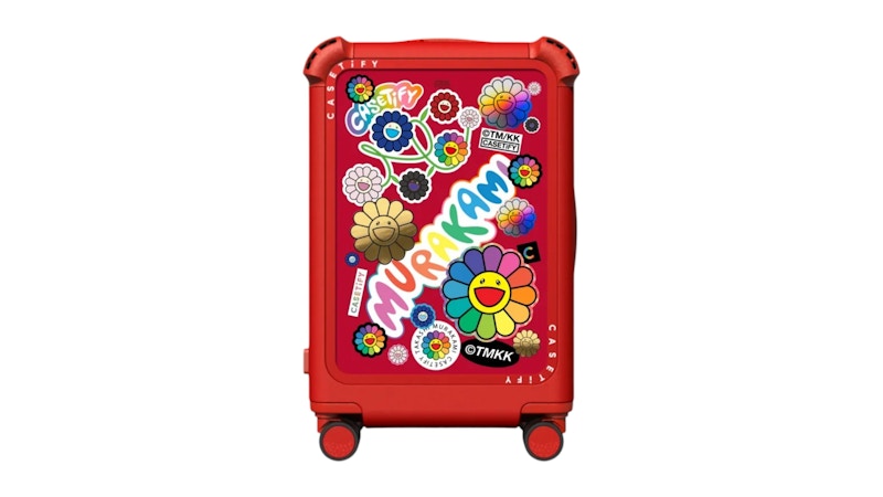 Takashi Murakami x CASETiFY Flowers Sticker Mania 21" Carry-On Suitcase Cherry Red