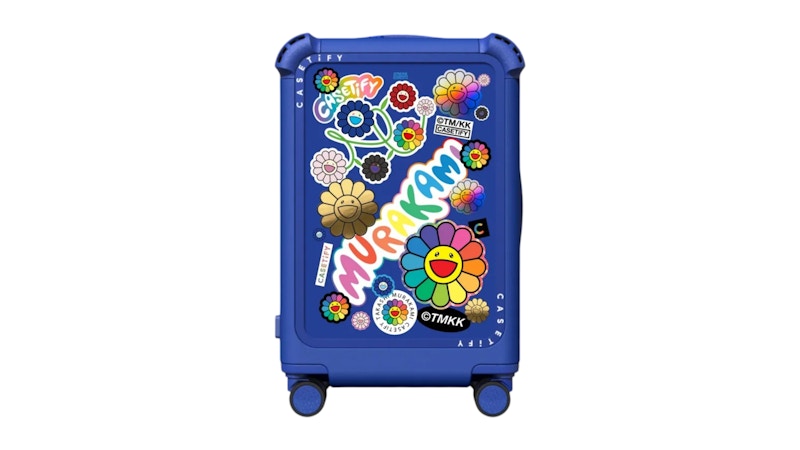 Takashi Murakami x CASETiFY Flowers Sticker Mania 21" Carry-On Suitcase Cobalt Blue