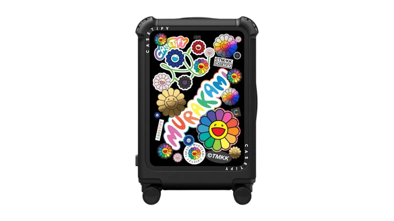 Takashi Murakami x CASETiFY Flowers Sticker Mania 21" Carry-On Suitcase Matte Black