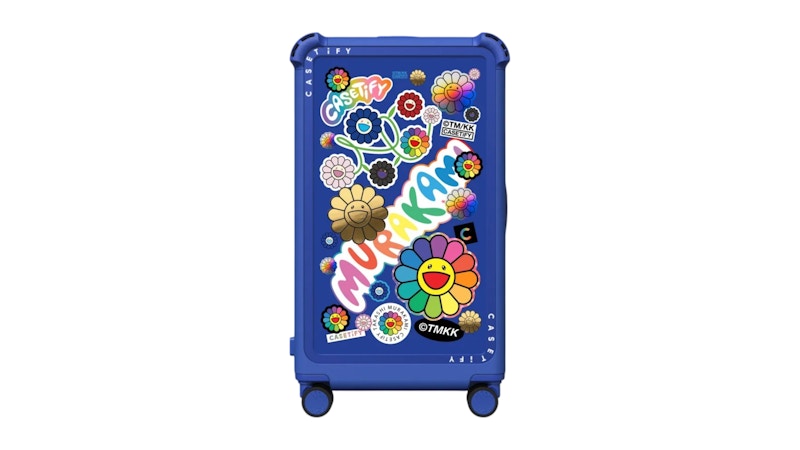 Takashi Murakami x CASETiFY Flowers Sticker Mania 29" Check-In Trunk Suitcase Cobalt Blue