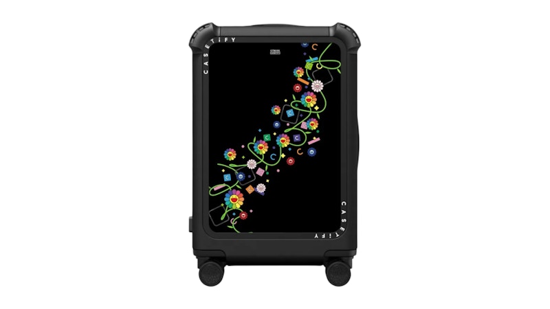 Takashi Murakami x CASETiFY Flowers Trail (Rainbow) 21" Carry-On Suitcase Matte Black