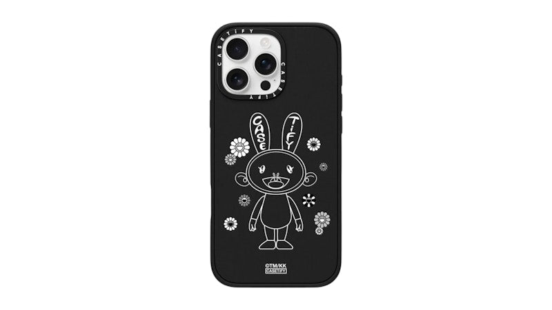 Takashi Murakami x CASETiFY Kaikai And Flowers (Mono) iPhone 16 Pro Max Impact MagSafe Phone Case Matte Black