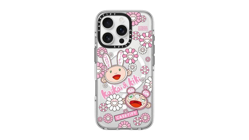 Takashi Murakami x CASETiFY Kaikai And Kiki Sticker Mania iPhone 16 Pro Impact Clear MagSafe Phone Case Clear