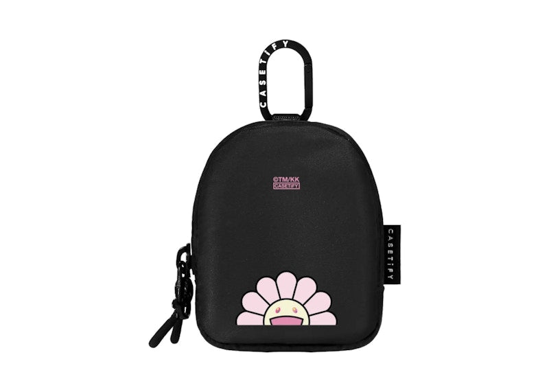 Takashi Murakami x CASETiFY: Smile (Pink) Earbuds Pouch Black
