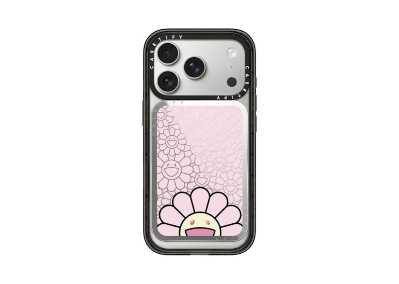 Takashi Murakami x CASETiFY: Smile (Pink) Snappy Cardholder Stand Silver