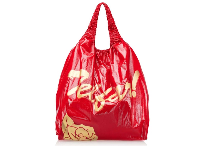 Telfar Jumbo Flower Plastic Bag Red