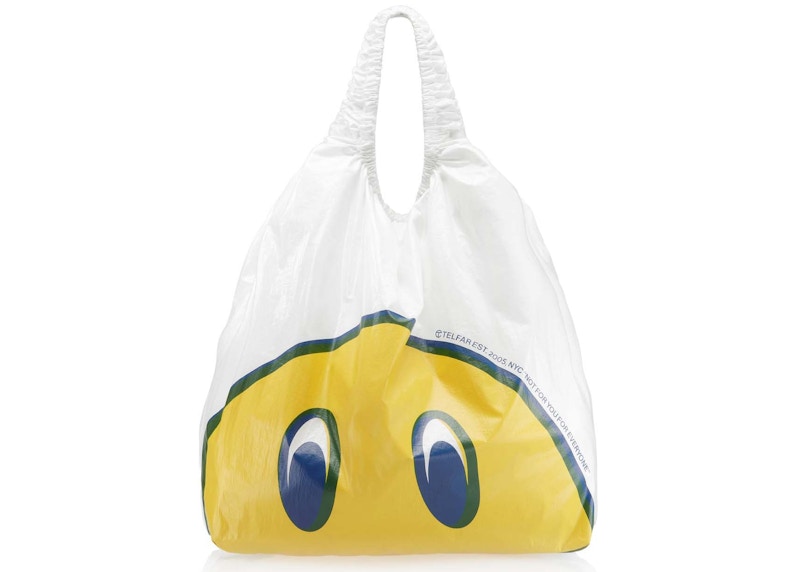 Telfar Jumbo Smiley Face Plastic Bag White