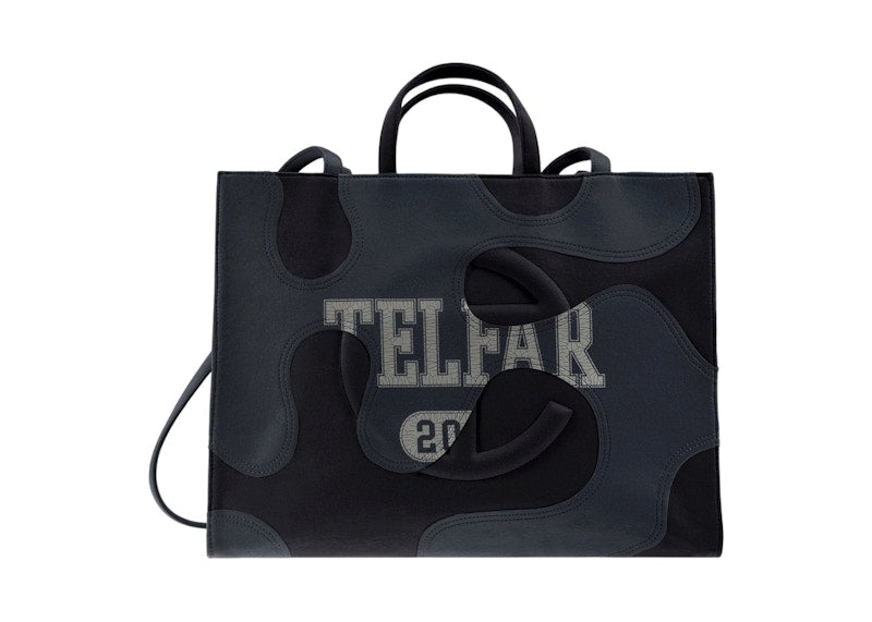 Telfar Large Camo Shopping Bag Black/Off Black