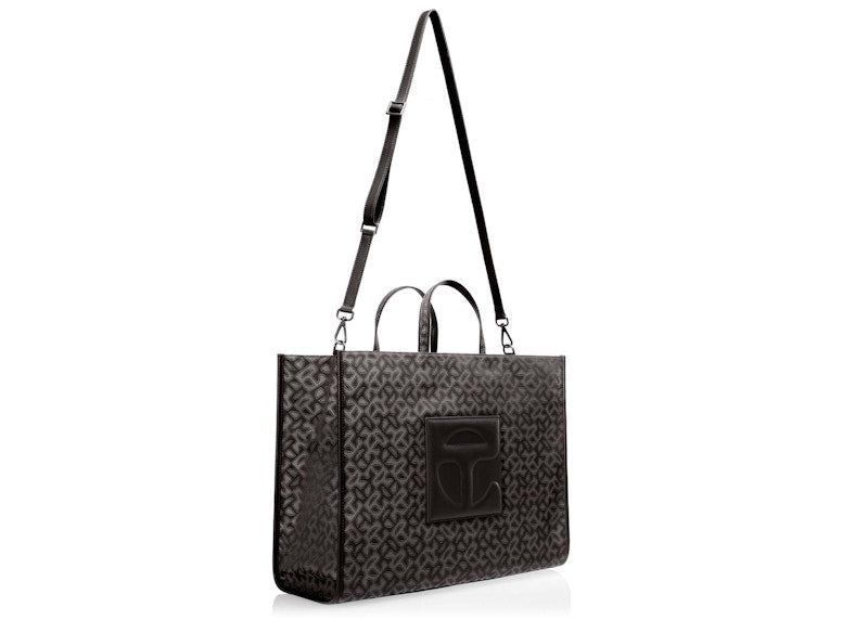 Telfar Large Jacquard Shopper Black Monogram