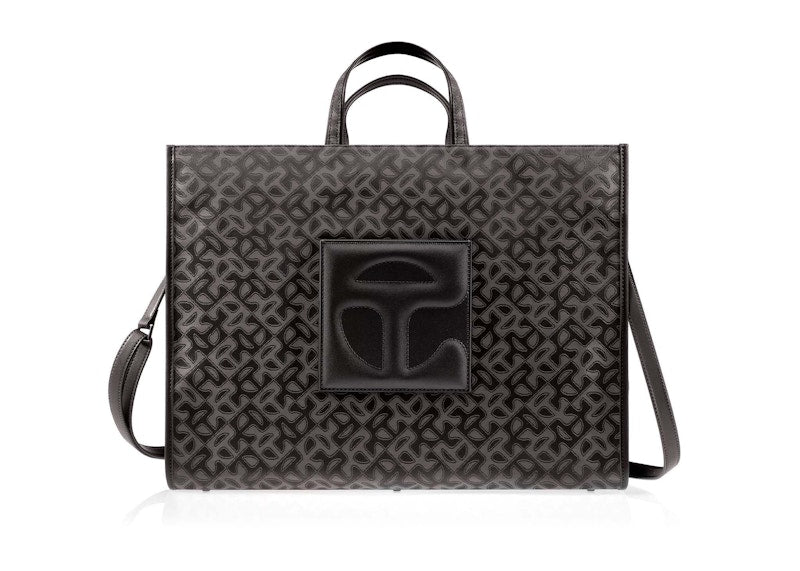 Telfar Large Jacquard Shopper Black Monogram