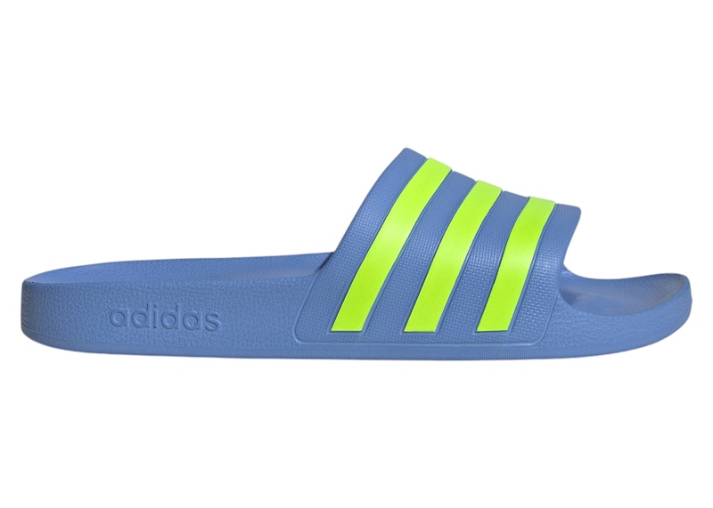 adidas Adilette Aqua Slides Blue Fusion Lucid Lemon