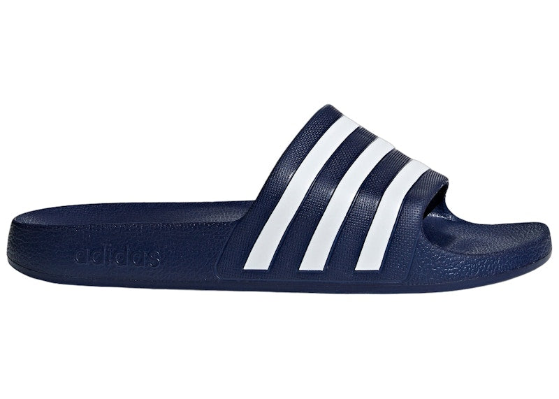 adidas Adilette Aqua Slides Dark Blue Cloud White