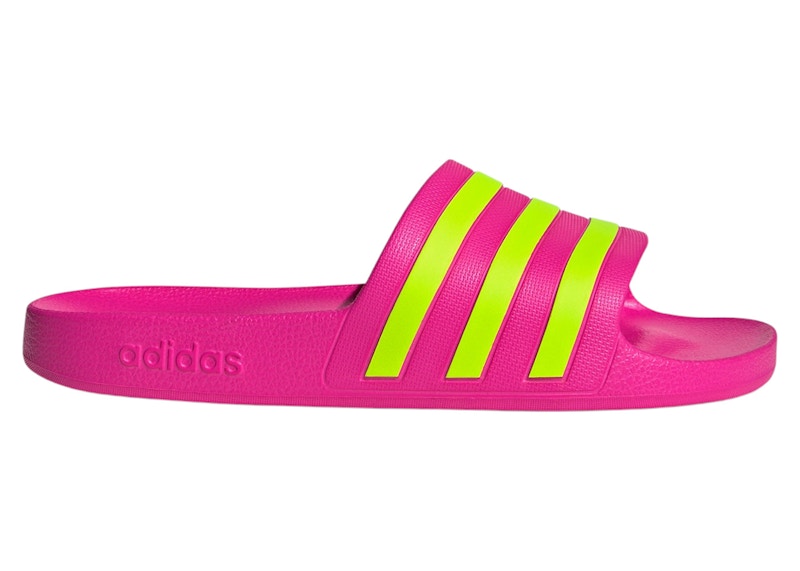 adidas Adilette Aqua Slides Shock Pink Solar Slime (Women's)