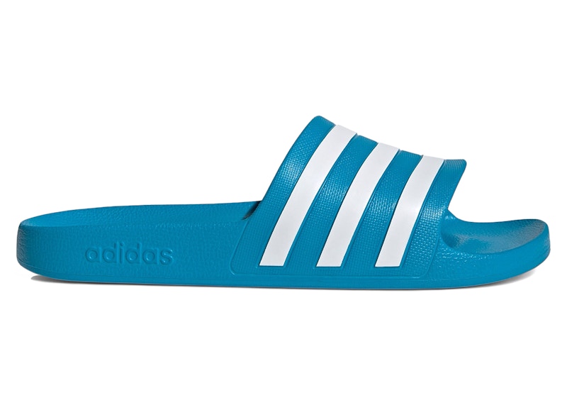 adidas Adilette Aqua Slides Solar Blue White