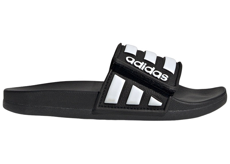 adidas Adilette Comfort Adjustable Slides Core Black Cloud White (GS)
