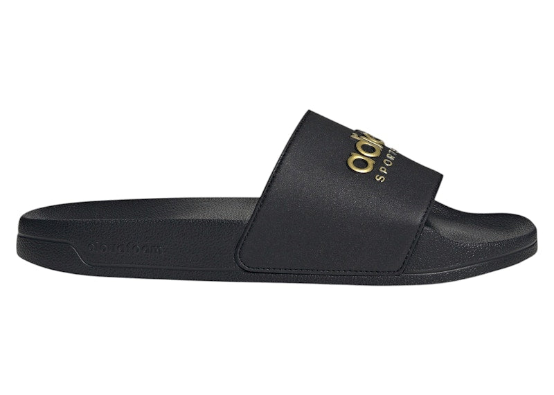 adidas Adilette Shower Slides Black Matte Gold
