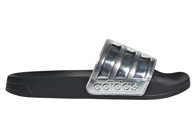 adidas Adilette Shower Slides Core Black Silver Metallic