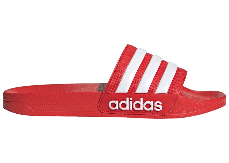 adidas Adilette Shower Slides Vivid Red Cloud White