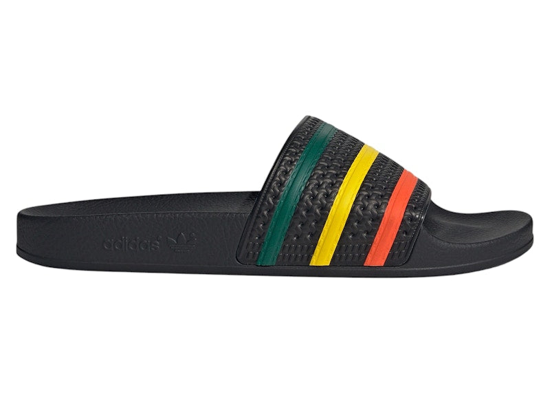 adidas Adilette Slides Core Black Yellow Collegiate Green