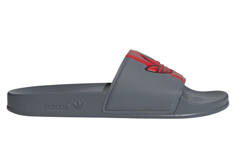 adidas Adilette Slides Grey Four Better Scarlet Core Black