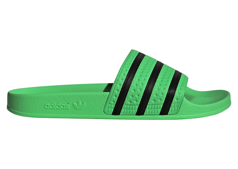 adidas Adilette Slides Screaming Green Core Black