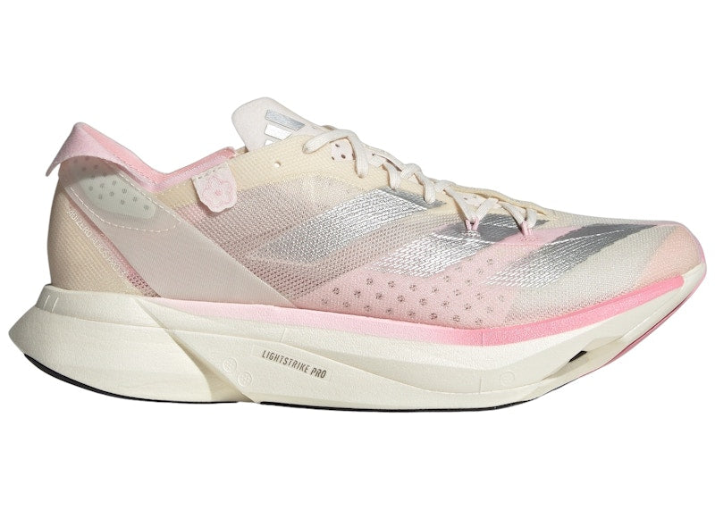 adidas Adizero Adios Pro 3 Chalk White Silver Metallic Clear Pink (Women's)