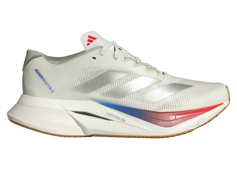 adidas Adizero Boston 12 Core White Matte Silver Pure Ruby (Women's)