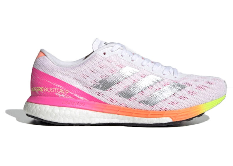 adidas Adizero Boston 9 White Screaming Pink (Women's)