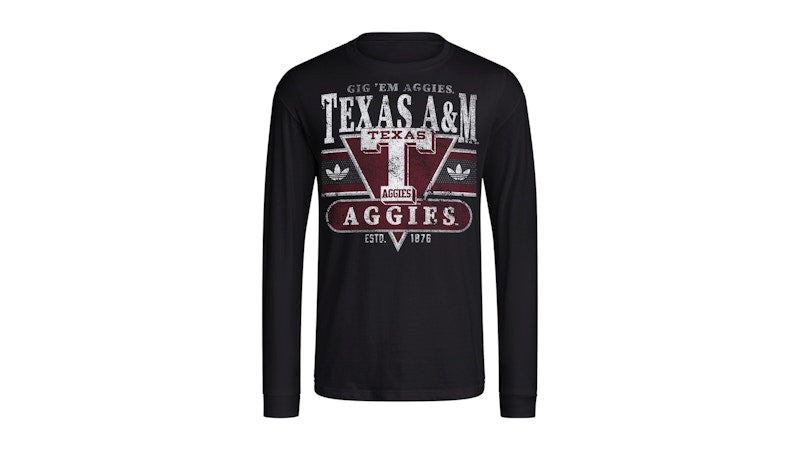 adidas Aggies Graphic Long Sleeve T-Shirt Texas A&M Black Ncaa-Tam-7c4