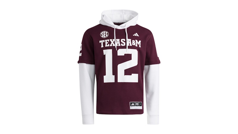 adidas Aggies Jersey Hoodie Texas A&M Team Maroon White