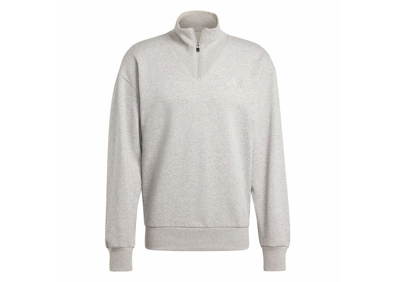 adidas All Szn Fleece Quarter-Zip Crew Sweatshirt Medium Grey Heather