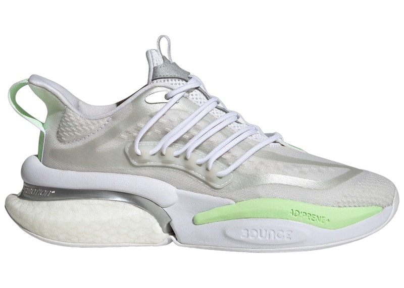 adidas Alphaboost V1 Cloud White Silver Metallic Green Spark (Women's)