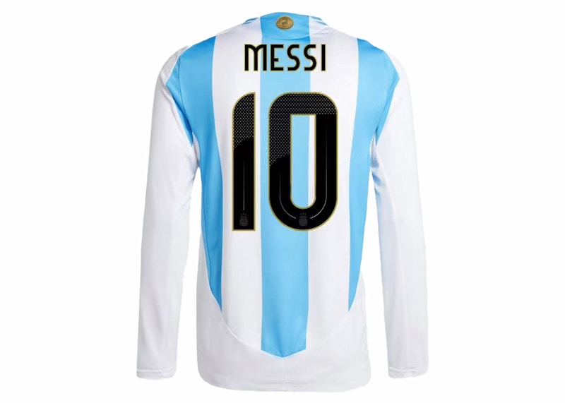 adidas Argentina 24 Long Sleeve Messi Home Authentic Jersey White/Blue Burst