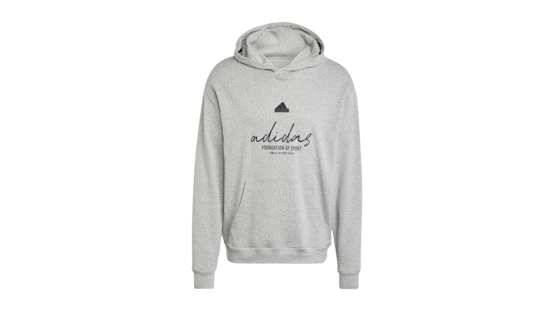 adidas Brand Love French Terry Hoodie Medium Grey Heather